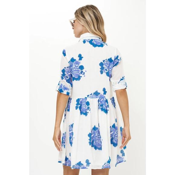 OLIPHANT Long Sleeve Shirt Dress Mini Portofino Blue Size XS NWT - Picture 2 of 6